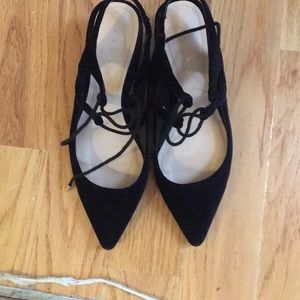 Zara low velvet heels